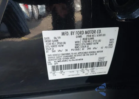 2020 Lincoln Aviator Black Label from USA, damaged, VIN 5LM5J9XC1LGL03459